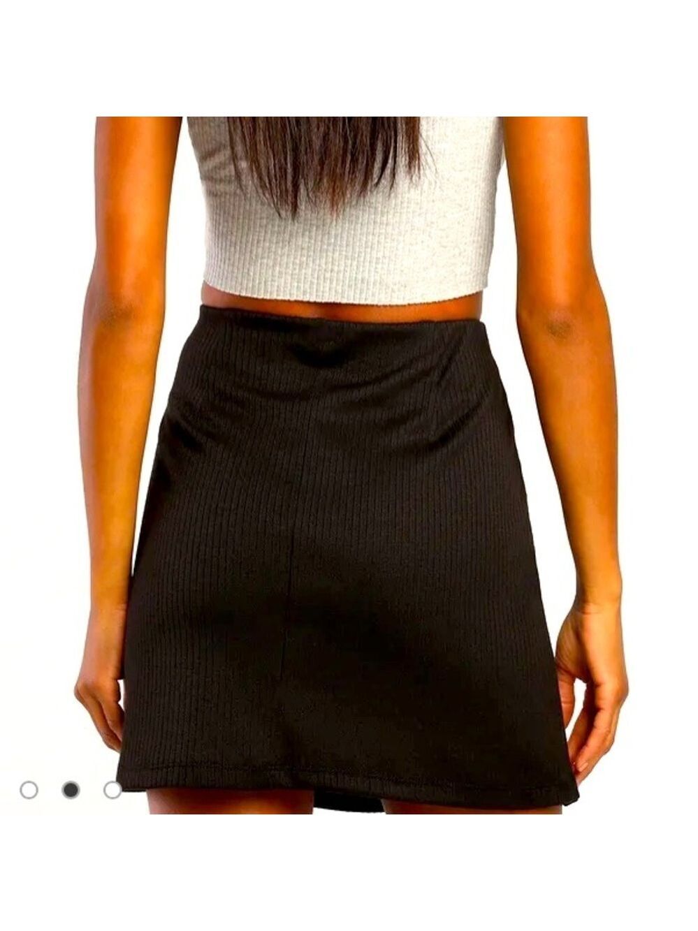NWT Lulus Black Faux Wrap Ribbed Mini Skirt - Picture 4 of 5